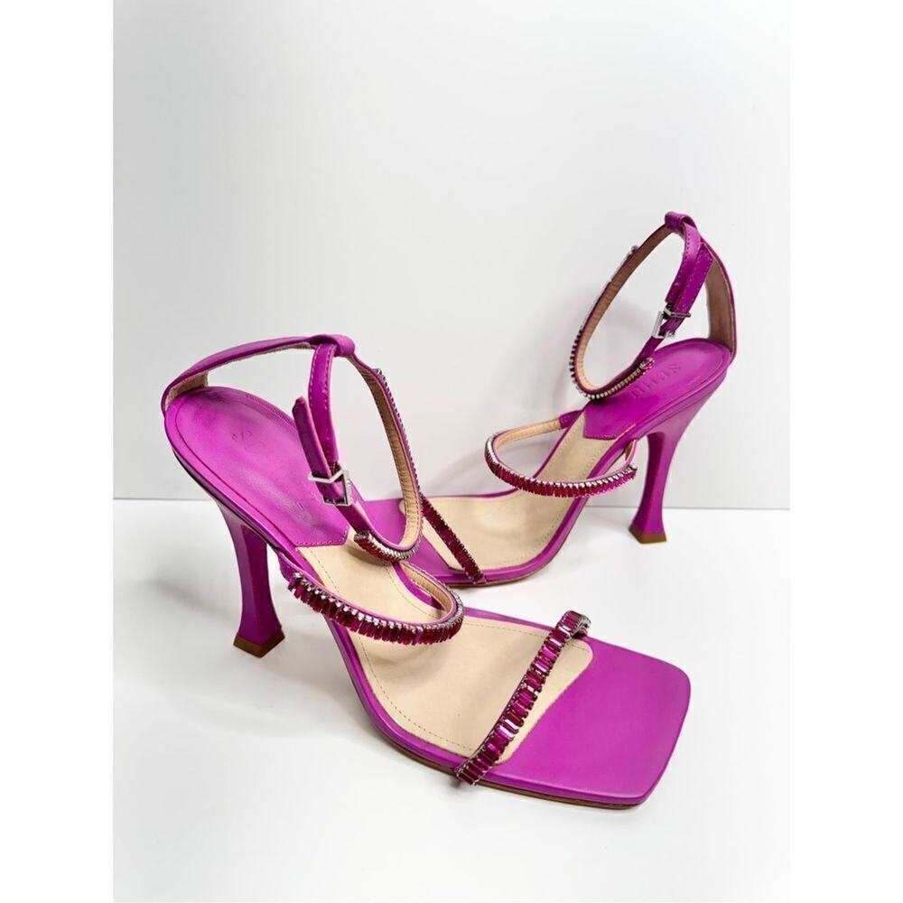 SCHUTZ Sandals Womens‎ Size 10B Leather Nellina Square Toe Pink Ankle Strap NEW - Picture 5 of 12